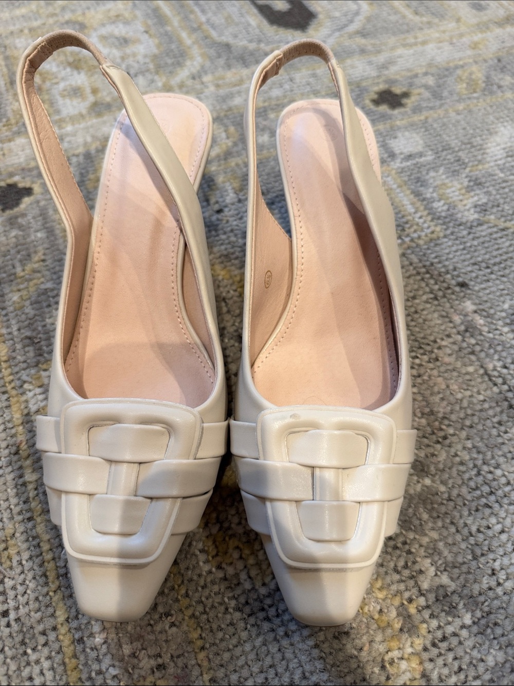 Women’s Cream Slingback Square-Toe Loafer Flats